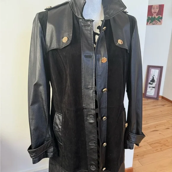 Iman suede/leather black Women's Coat - Picture 5 of 9